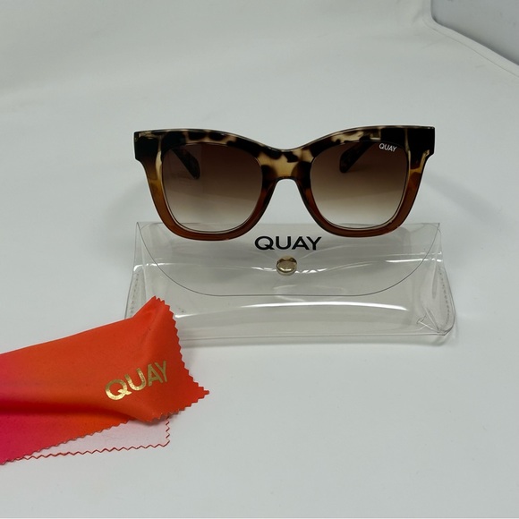 QUAY After Hours Sunglasses Black Tortoise Combo Frame Grey Gradient Fade Lenses - Picture 3 of 15